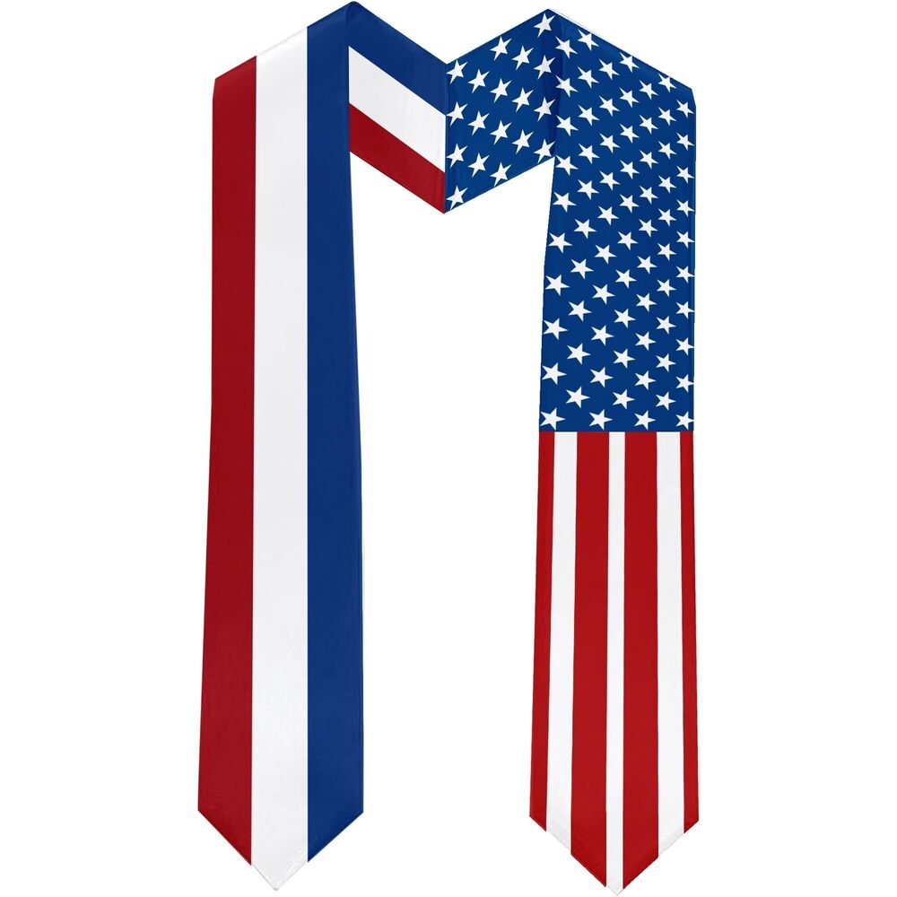6105 2025 The Netherlands Flag and USA Flag Graduation Stole Graduation
